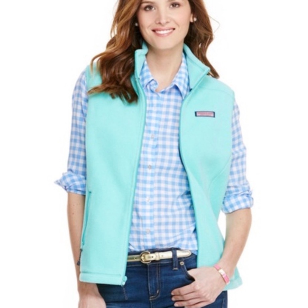Vineyard Vines Mint Aqua Fleece Vest